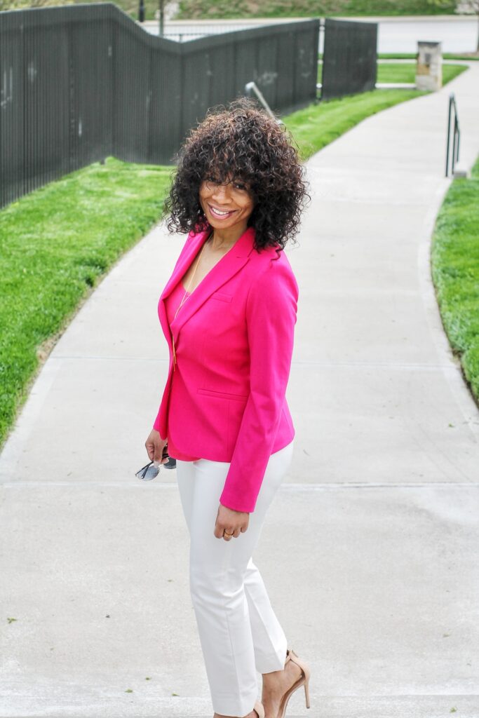 think pink, pink blazer think pink, pink blazer