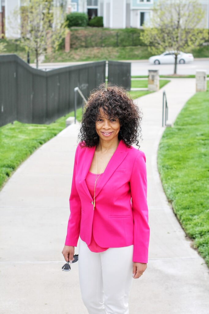 think pink, pink blazer