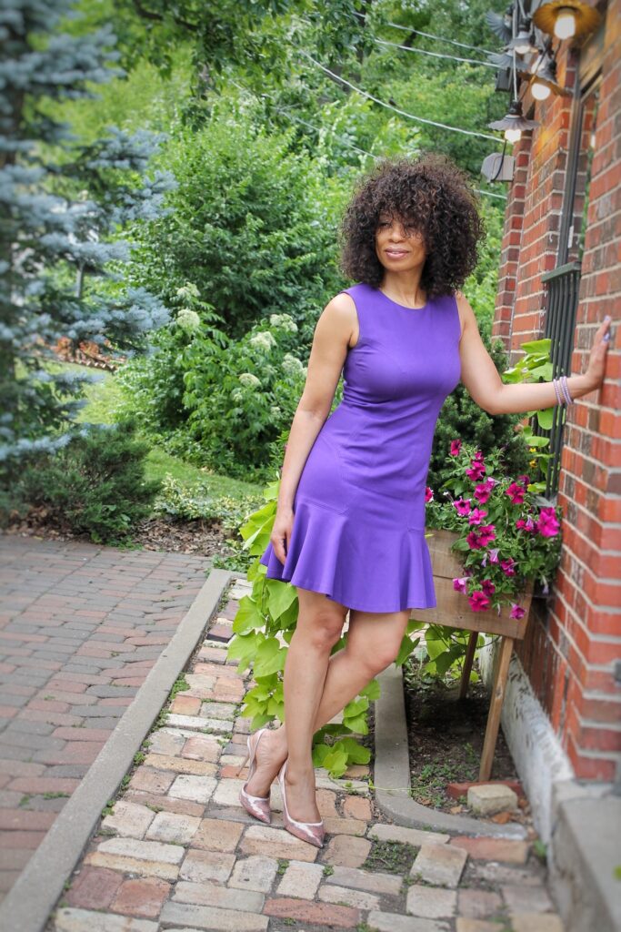 Top Six fit and flare dresses, Purple fit and flare dress, ruffle hem dress
